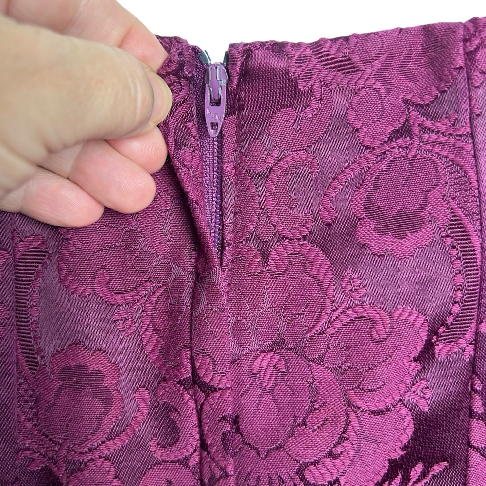 Jessica McClintock Brocade off shoulder Gunne Sax Dress lace top back zip EUC - Picture 7 of 9